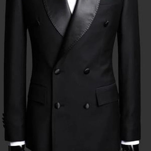 Elegant Slim Fit Double Breasted Men’s Tuxedo Suit Set for Formal Weddings and Business Events – Includes Jacket and Pants in a Sophisticated Style